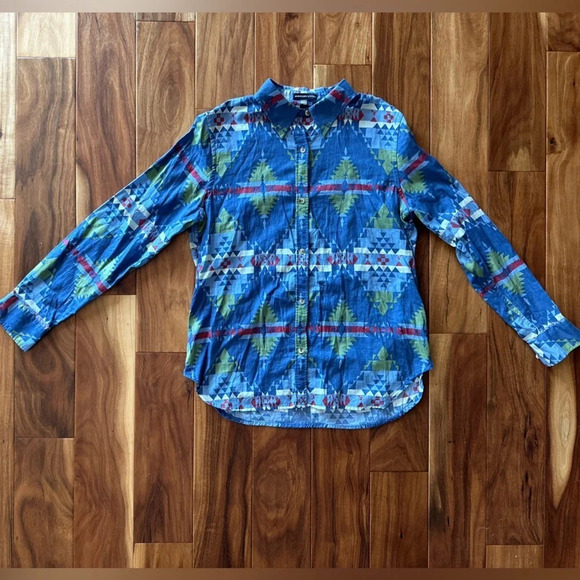 VNTG American Living Button Down Aztec Shirt size Large - Picture 1 of 3